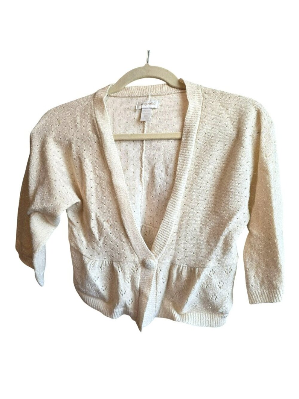Limited Too Girls Cream Gold Sweater XXL Open-Front Cardigan V-neck jj3751